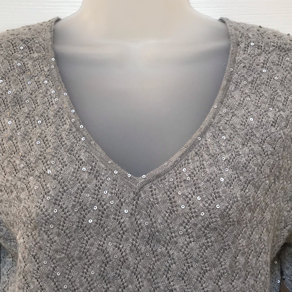 Coldwater Creek Sequined V Neck Sweater